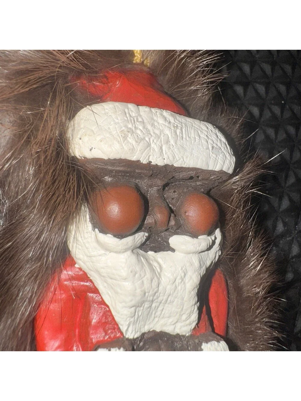 Vtg Alaskan Wooden Carved Eskimo Santa Christmas Ornament Nuni Doll Signed Kiana